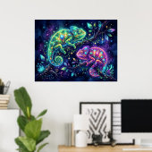 Bejeweled Chameleon Design Wall Poster ポスター (ホームオフィス)