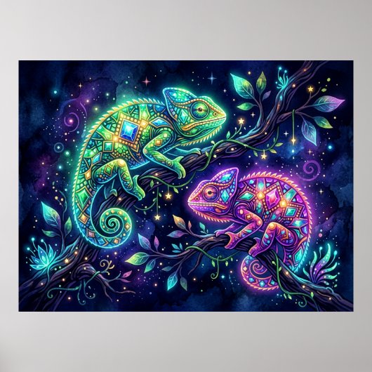 Bejeweled Chameleon Design Wall Poster ポスター (正面)