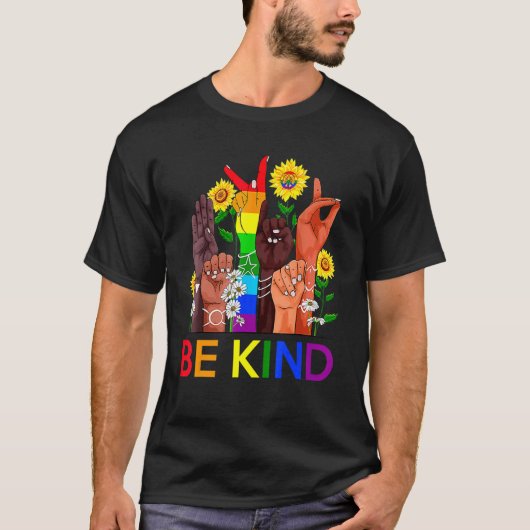 Bekind Lgbtq Blm平等な人権アンチいじめ Tシャツ (正面)