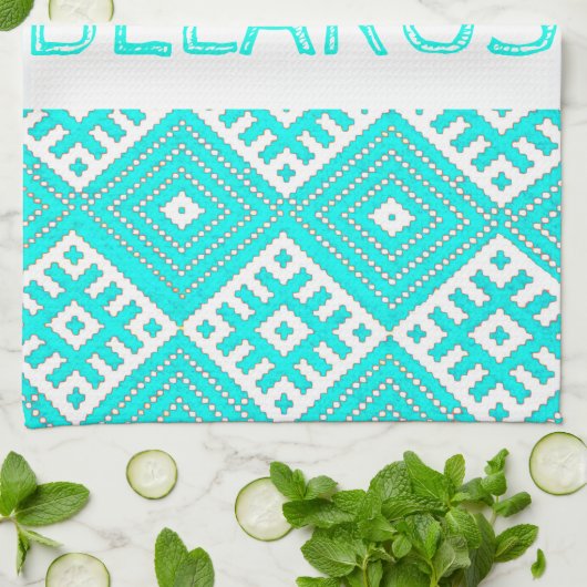 Belarus л е Pattern бターコイズ キッチンタオル (折り畳み)