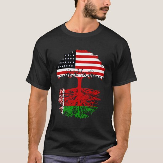 Belarus Roots American Grown Belarussian Men Women Tシャツ (正面)