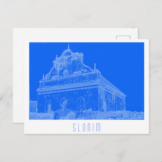 Belarus Slonim Great Synagogue Architecture Sketch ポストカード (正面/裏面)