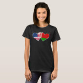Belarus USA Flag Twin Heart  for Belarusian Americ Tシャツ (正面フル)
