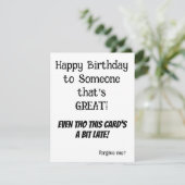 BELATED誕生日カードfor Anyone おもしろい - シーズンカード (スタンド正面)