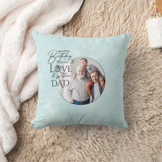 Belated Birthday Calligraphy Photo Design For Dad クッション (ブランケット)