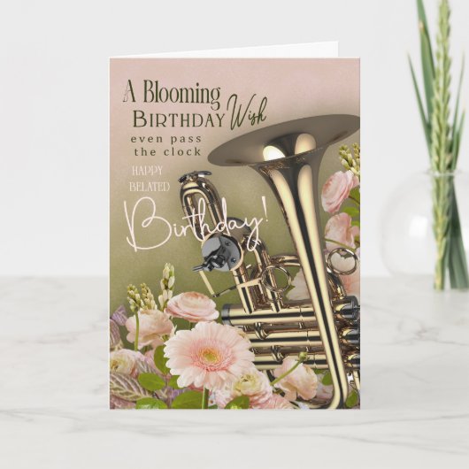 Belated Birthday Card For Brass Instrument Player カード (正面)