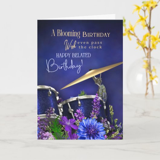 Belated Birthday Card For Drummer カード (黄色い花)
