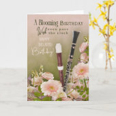 Belated Birthday Greeting For Woodwind Player カード (黄色い花)