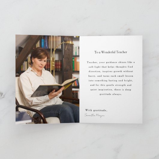 Belated Tutor Birthday – Pink Roses & Study Theme カード (内部)