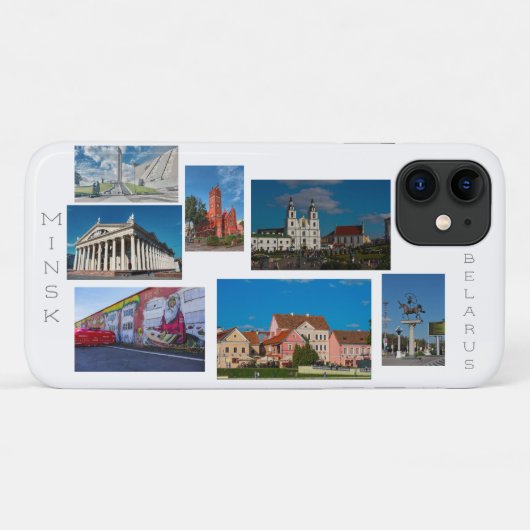 Belaus Minsk Architecture Collage iPhone 11ケース Case-Mate iPhoneケース (裏面(横))