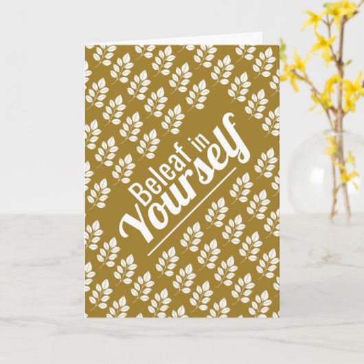 Beleaf in Yourself、白い葉 カード (黄色い花)