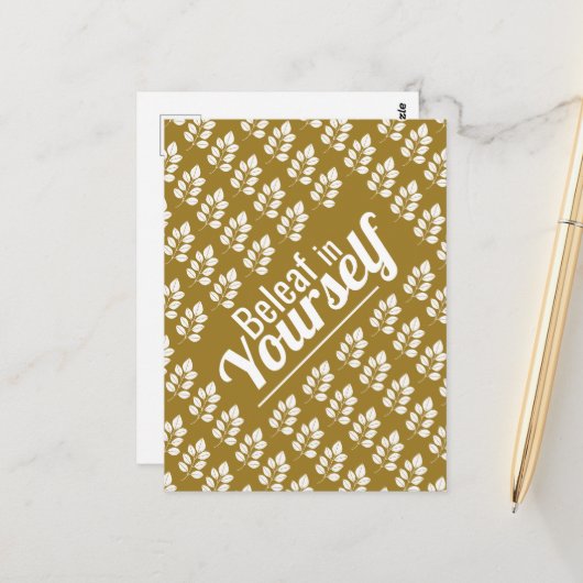 Beleaf in Yourself、白い葉 ポストカード (正面/裏面インサイチュ)