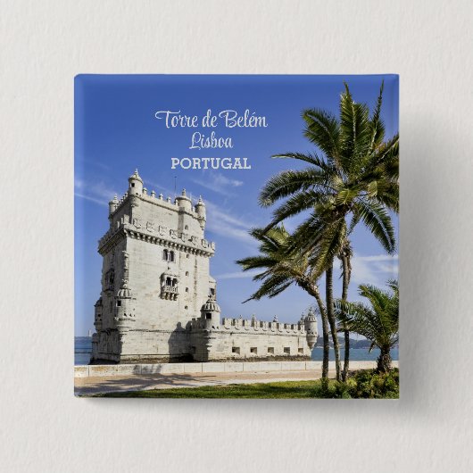 Belem Tower photo, Lisbon，ポルトガル 缶バッジ (正面)