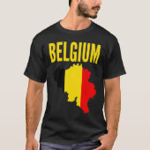 Belgian  Belgium Country Map Flag Tシャツ (正面)