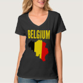 Belgian  Belgium Country Map Flag Tシャツ (正面)