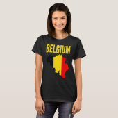 Belgian  Belgium Country Map Flag Tシャツ (正面フル)