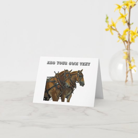 Belgian Draft Horse Teamwork Greeting Card カード (黄色い花)