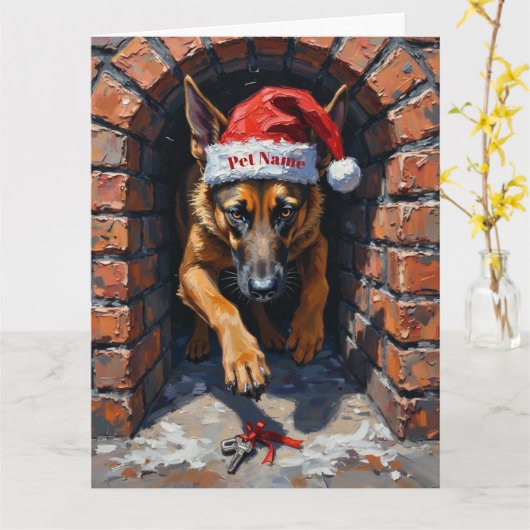 Belgian Malinois Chimney Retrieval Mission Hat カード (黄色い花)