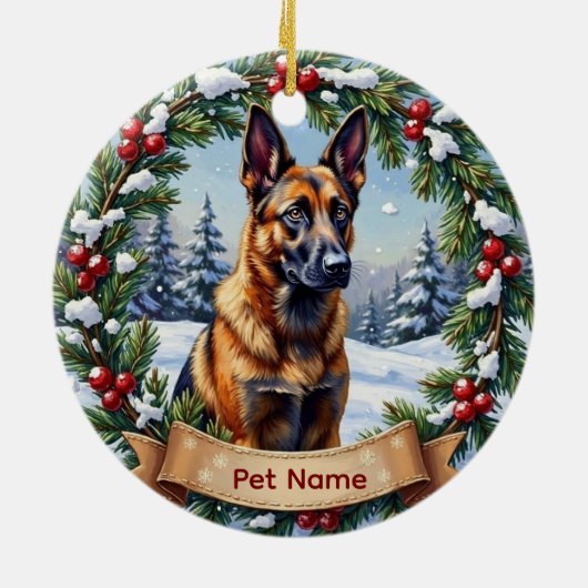 Belgian Malinois Christmas セラミックオーナメント (裏面)