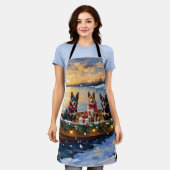 Belgian Malinois Christmas Boat Holiday エプロン (着用した状態)