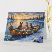Belgian Malinois Christmas Boat Holiday カード (黄色い花)
