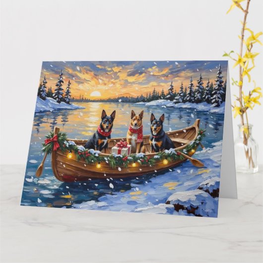 Belgian Malinois Christmas Boat Holiday カード (黄色い花)