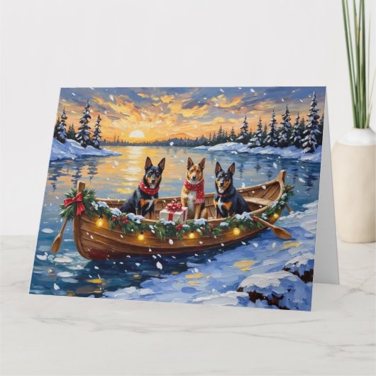 Belgian Malinois Christmas Boat Holiday カード (正面)