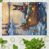 Belgian Malinois Christmas Boat Holiday キッチンタオル (折り畳み)