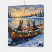 Belgian Malinois Christmas Boat Holiday セラミックオーナメント (左)
