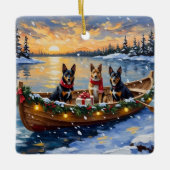 Belgian Malinois Christmas Boat Holiday セラミックオーナメント (正面)