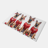 Belgian Malinois Christmas Dress Santa Hat ドアマット (アングル)