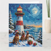 Belgian Malinois Christmas Lighthouse Holiday カード (正面)