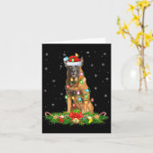 Belgian Malinois Dog Christmas Lights Funny Santa カード (黄色い花)