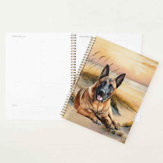 Belgian Malinois Dog Coastal Beach Cove プランナー手帳 (ディスプレー)