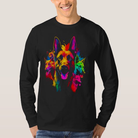 Belgian Malinois Dog Colorful Tシャツ (正面)