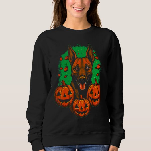 Belgian Malinois Dog Halloween Pumpkin スウェットシャツ (正面)