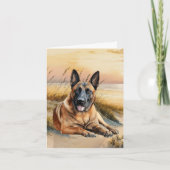 Belgian Malinois Dog Lover Sandy Beach ノートカード (正面)