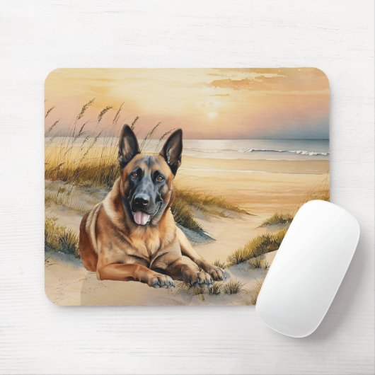 Belgian Malinois Dog Lover Sandy Beach マウスパッド (マウス)