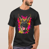 Belgian Malinois Dog Pink Red Heart Tシャツ (正面)