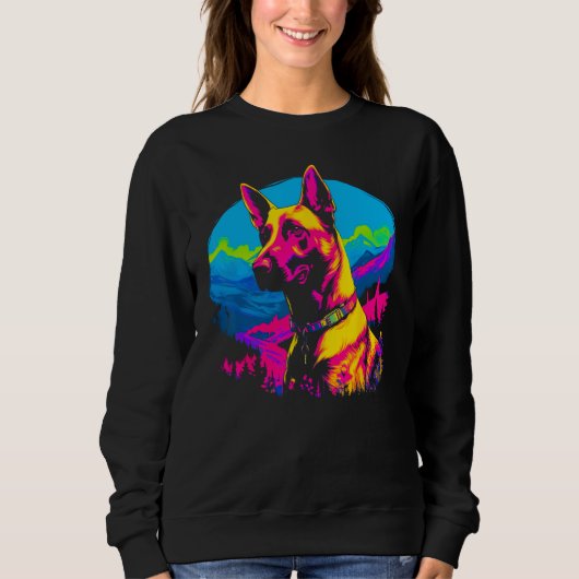 Belgian Malinois Dog Pop Art スウェットシャツ (正面)