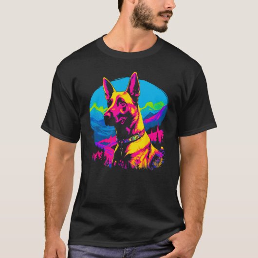 Belgian Malinois Dog Pop Art Tシャツ (正面)