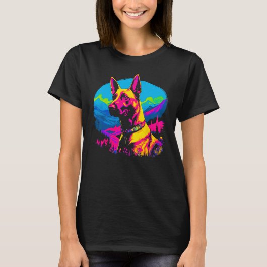 Belgian Malinois Dog Pop Art Tシャツ (正面)