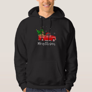 Belgian Malinois Dog Riding Red Truck Christmas パーカ
