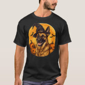 Belgian Malinois Dog Whitch Hat Halloween Pumpkin  Tシャツ (正面)