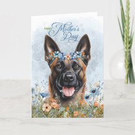 Belgian Malinois Dog Wildflower Mother's Day シーズンカード