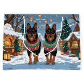 Belgian Malinois Dogs Christmas Snow Holiday  ラージペーパーバッグ (正面)