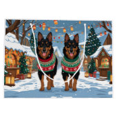 Belgian Malinois Dogs Christmas Snow Holiday  ラージペーパーバッグ (裏面)