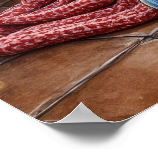 Belgian Malinois Fireplace with Christmas Lights ポスター (角)