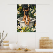 Belgian Malinois In Bathtub Poster, Funny Dog ポスター (キッチン)