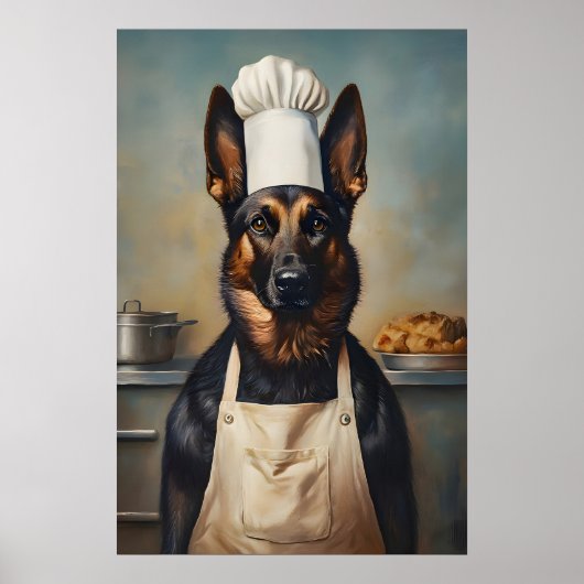 Belgian Malinois In Chefs Hat Poster, Pet Poster ポスター (正面)